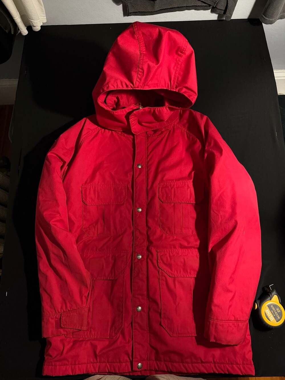 Vintage Woolrich Red Hooded Field Parka with Plaid Lining Size M